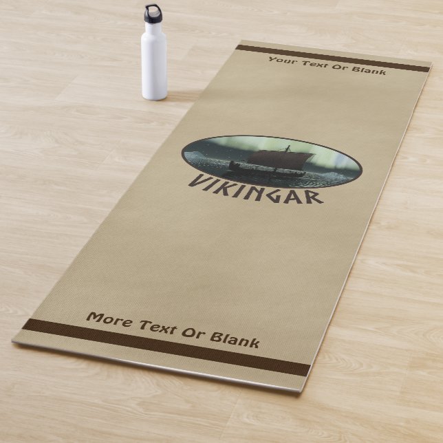 Viking Ship Under Northern Lights Yoga Mat (In Situ)