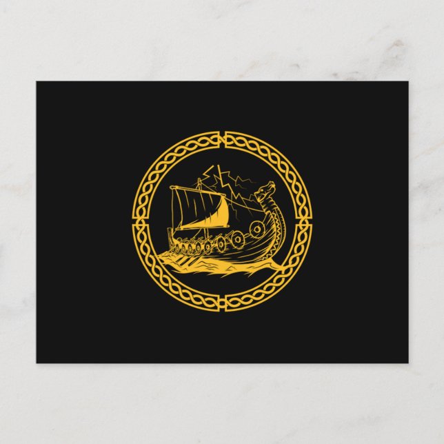 Viking Ship Warrior Valhalla Norse Mythology Gift Postcard (Front)