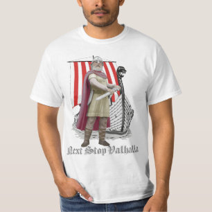 viking ship with norsemen warrior tshirt light