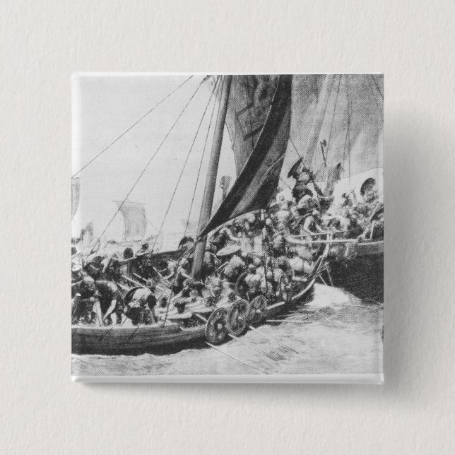 Viking Ships 15 Cm Square Badge (Front)