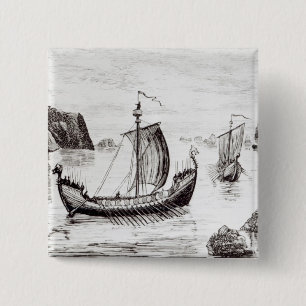 Viking Ships 15 Cm Square Badge