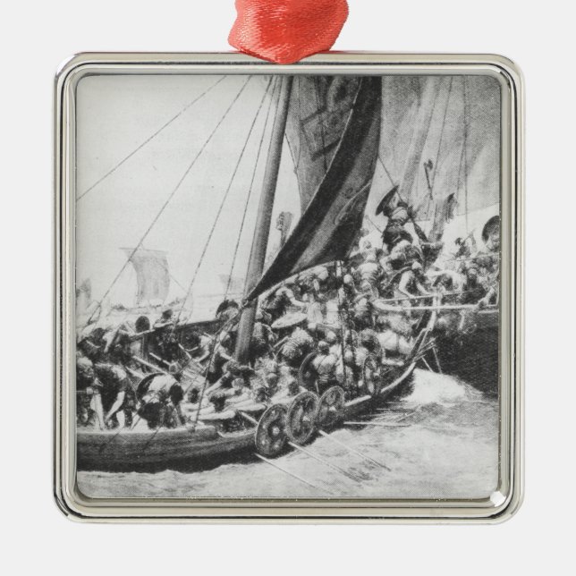 Viking Ships Metal Tree Decoration (Front)
