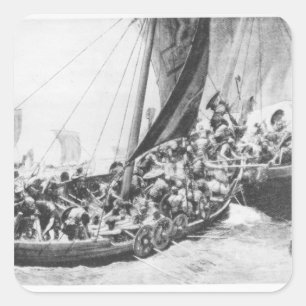 Viking Ships Square Sticker