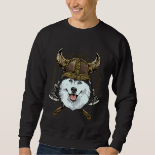 Viking Siberian Husky Dog With Viking Helmet Mjoln Sweatshirt