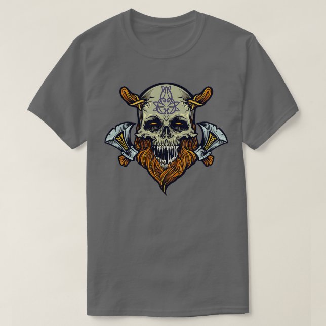 Viking Skull amp Axe 2 T-Shirt (Design Front)