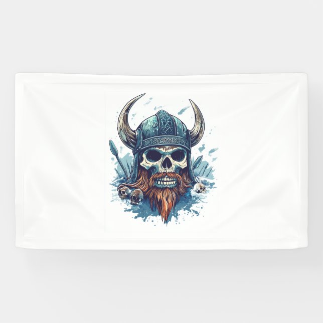Viking Skull Berserker Banner (Horizontal)