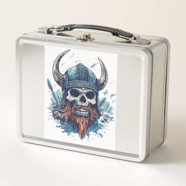 Viking Skull Berserker Metal Lunch Box (Front)