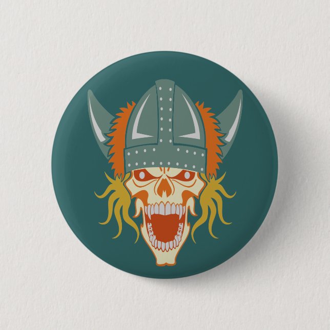 VIKING skull custom colour button (Front)