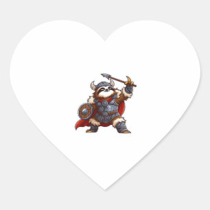 viking sloth Oversized T-Shirt Heart Sticker