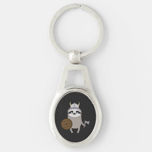 Viking Sloth with helmet Key Ring (Front)