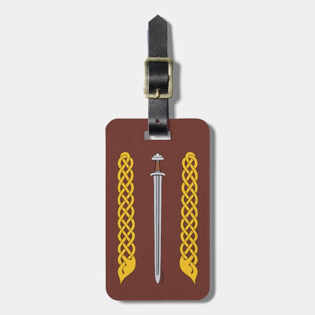Viking Sword and Plaitwork Luggage Tag (Front Vertical)