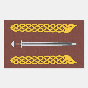 Viking Sword and Plaitwork Rectangular Sticker