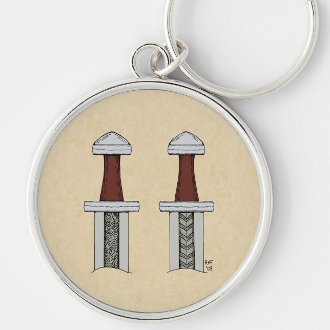 Viking Sword Pattern Welding Key Ring (Front)