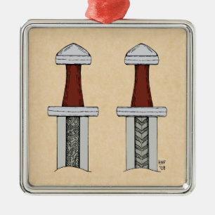 Viking Sword Pattern Welding Metal Tree Decoration