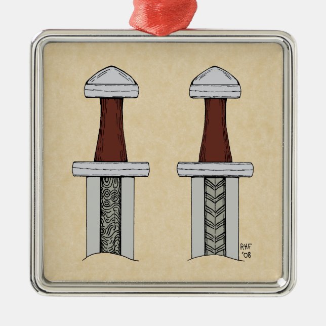 Viking Sword Pattern Welding Metal Tree Decoration (Front)
