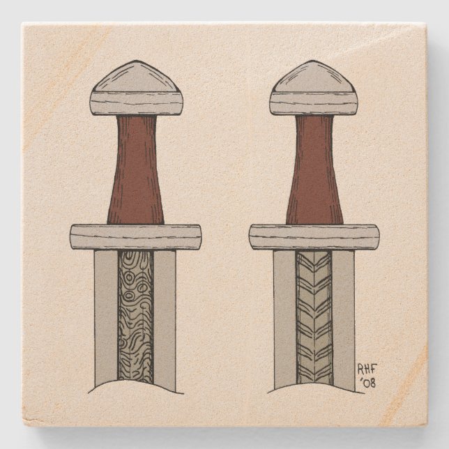 Viking Sword Pattern Welding Stone Coaster (Front)