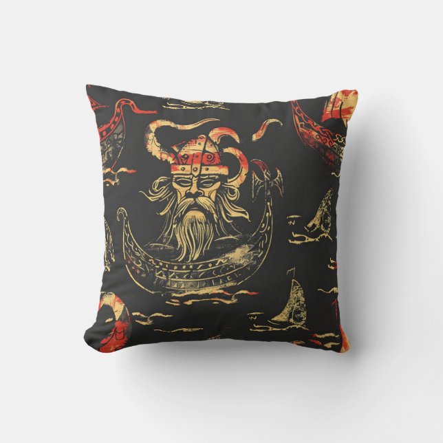 Viking Themed Ocean Scene Cushion (Front)