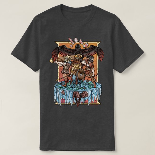 Viking Trio exploring Valheim T-Shirt (Design Front)