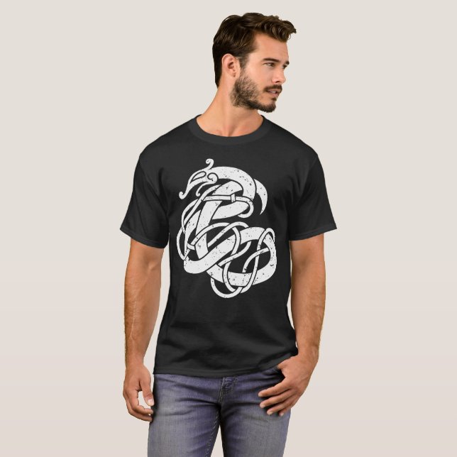 Viking Urnes Style Snake T-Shirt (Front Full)