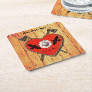 Viking Valentine - Raven Square Paper Coaster