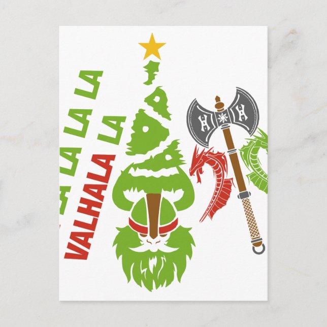 Viking Valhalla Christmas Holiday Postcard (Front)