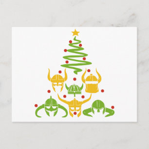 Viking Valhalla Christmas Tree Holiday Postcard