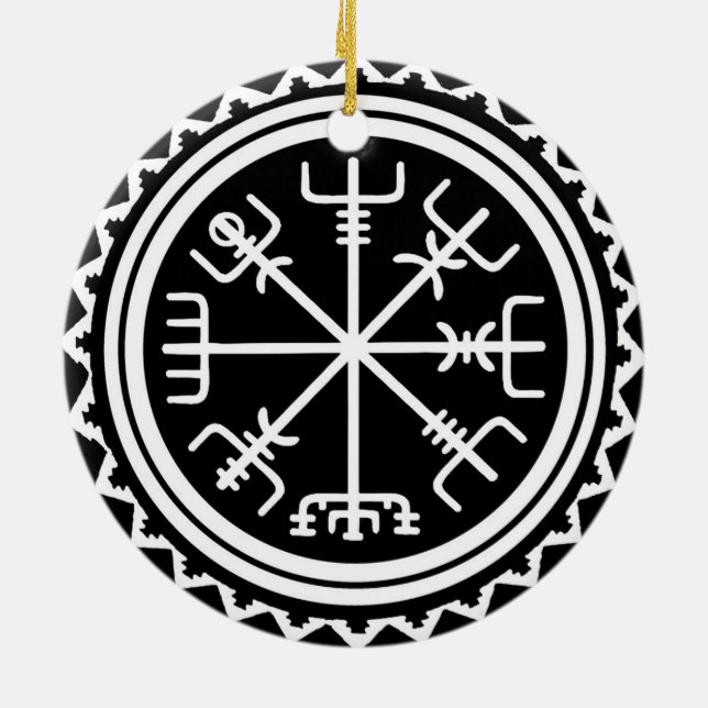 Viking Vegvisir Compass Ceramic Tree Decoration (Back)