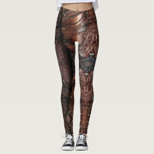 Viking Vest Armour Brown Leather Abstract Leggings