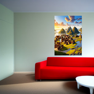 Viking village out by the sea   AI Art  Poster