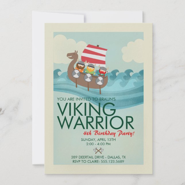 Viking Warrior Birthday Invitation (Front)