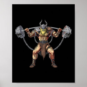 Viking Warrior Bodybuilding Gym Weightlifting Powe Poster