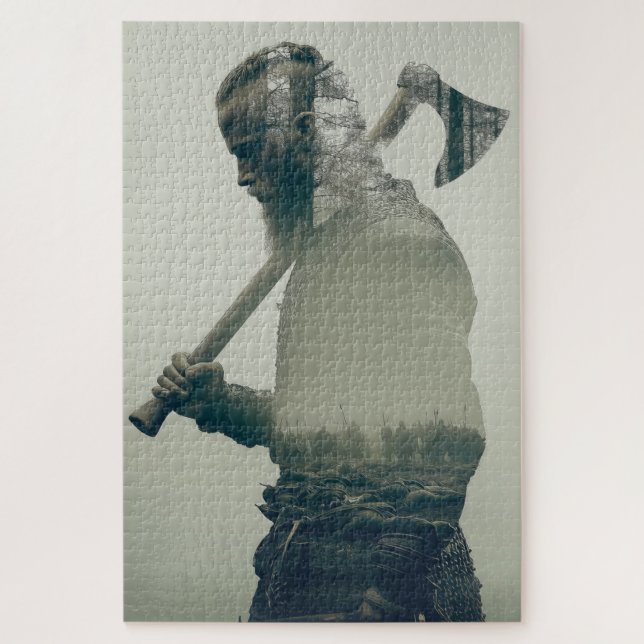 Viking Warrior Double Exposure Puzzle (Vertical)