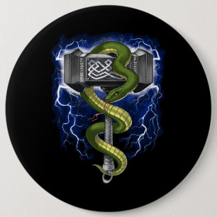 Viking Warrior Hammer 6 Cm Round Badge