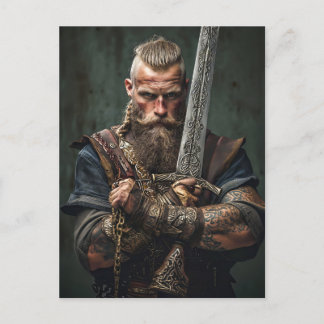 Viking Warrior in Authentic Attire Postcard