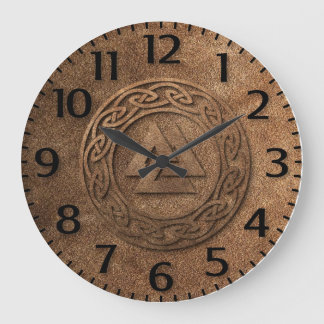 Viking Warrior Leather Print Large Clock