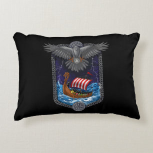 Viking Warrior Ship Raven Decorative Cushion