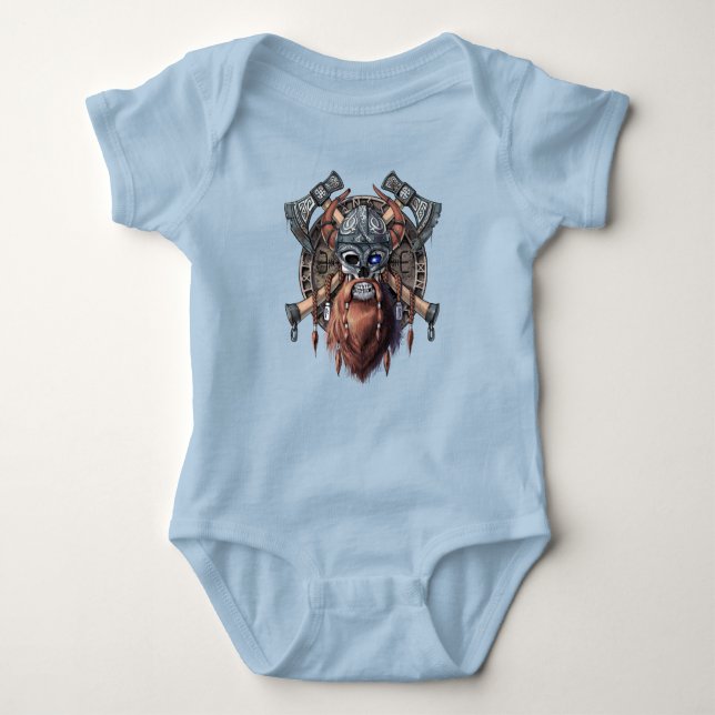 Viking Warrior Skull Baby Bodysuit (Front)