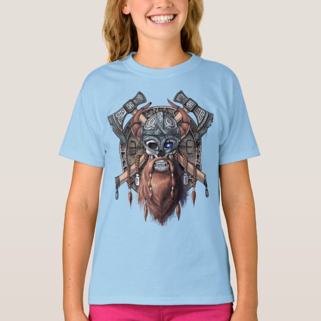 Viking Warrior Skull T-Shirt (Front)