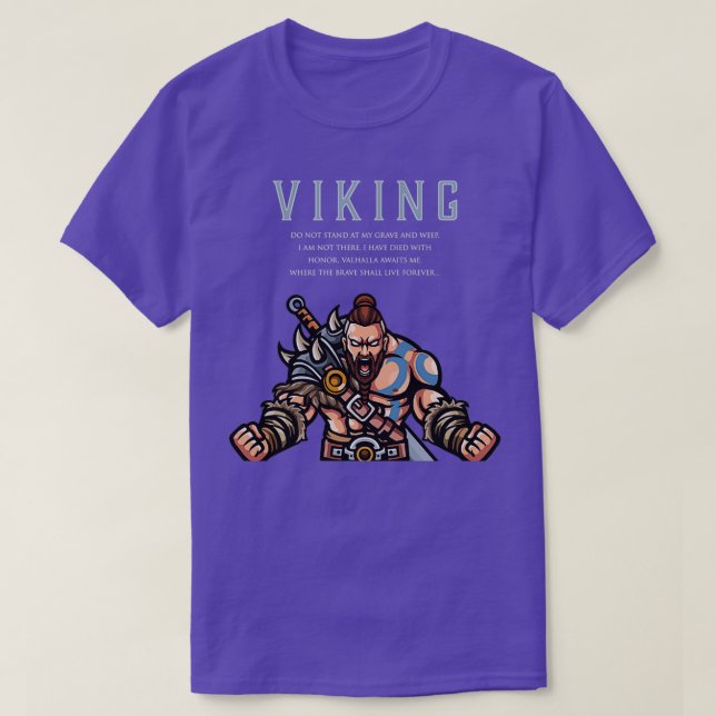 Viking Warrior Valhalla Awaits Me Where the Brave  T-Shirt (Design Front)
