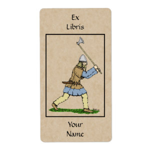 Viking Warrior Wielding Broad-Axe Bookplate