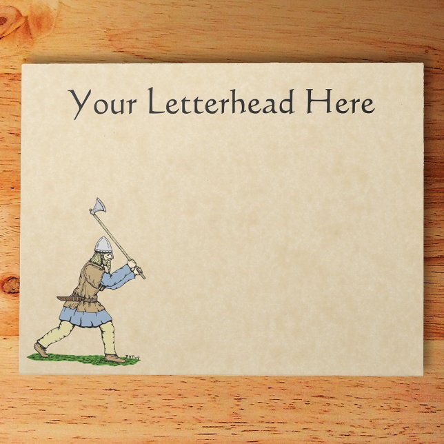 Viking Warrior Wielding Broad-Axe Notepad (Viking Warrior Wielding Broad-Axe Notepad on Desk)