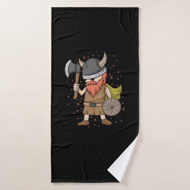 Viking Warrior with full beard and armor Bath Towel (Bath Towel)