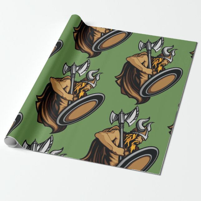 Viking Warrior Wrapping Paper (Unrolled)