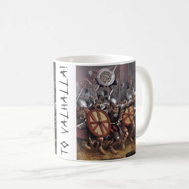 Viking Warriors Charge into Battle Coffee Mug (Front Right)
