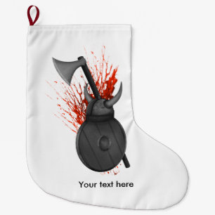 Viking Weapons  Of War And Blood Splatter Large Christmas Stocking