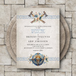 Viking Wedding Invitation<br><div class="desc">This viking wedding design will go perfectly with the furs and the drinking horns at your wedding feast. Featuring Celtic or Norse designs and runic text on a leather-like textured background. Perfect for your mediaeval wedding or Viking wedding. Order your printed invitations and party supplies or download your digital invitations...</div>