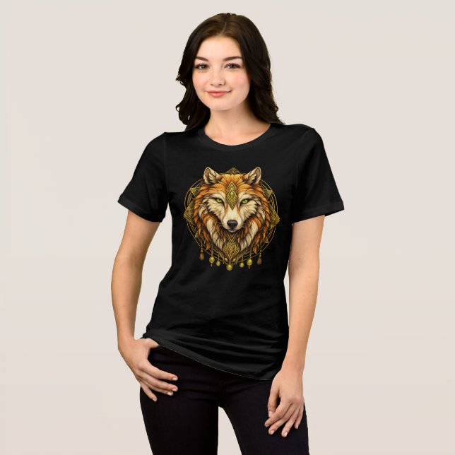 Viking Wolf Norse Mythology Nordic Wolf Womens  Tri-Blend Shirt (Front Full)