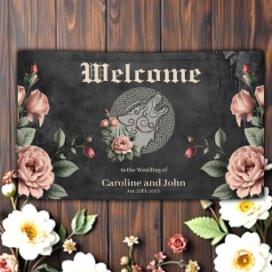 Viking Wolf & Roses. A stylised wolf's head, Banner