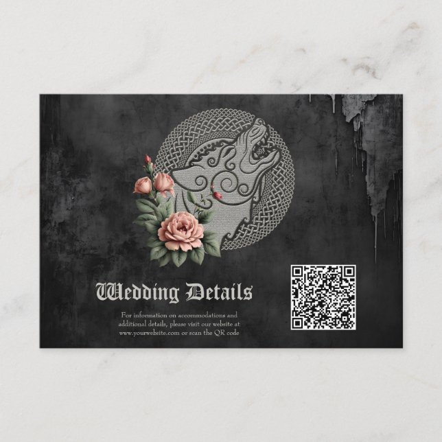 Viking Wolf & Roses. A stylised wolf's head, Enclosure Card (Front)