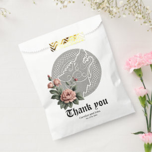 Viking Wolf & Roses. A stylised wolf's head, Favour Bags
